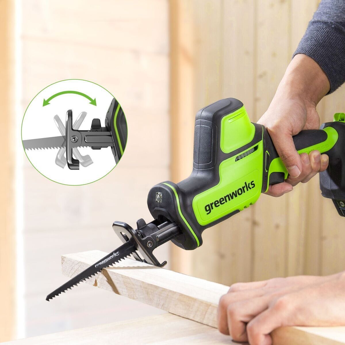 Greenworks 24V 25.4mm 1 ブラシレスモーター搭載 レシプロソー バッテリー別売り