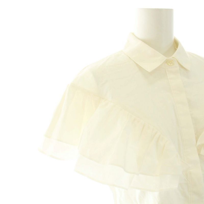 シーニュ cygne ダブルフリルブラウス シャツ 半袖 コットン 0 XS 白  