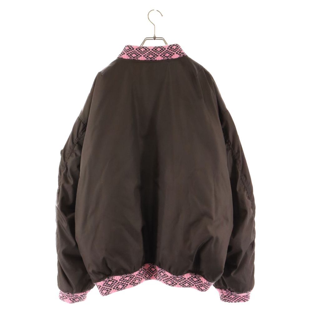 PRADA (プラダ) 21AW Re Nylon Knit Bomber Jacket リナイロン ニット フライトボンバージャケット  ブラウン/ピンク SGB895 S212 1WQ8