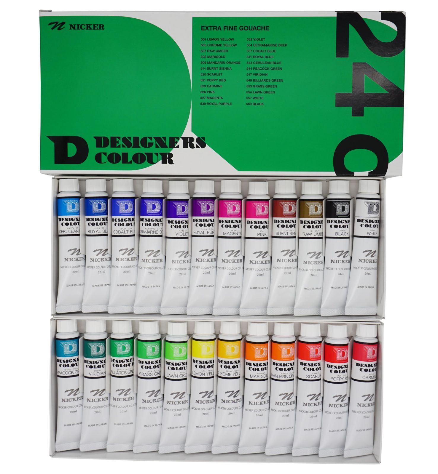 ニッカー絵具 Nicker colour 水彩絵具 デザイナース 24色セットN 20ml 6号 DC20ML24N