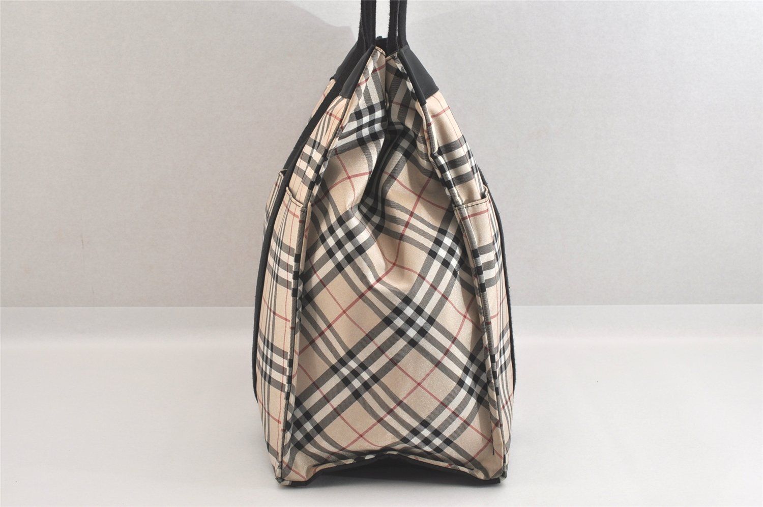 極美品 BURBERRY バーバリー 舟形 レザートートバッグ＊ノバチェック