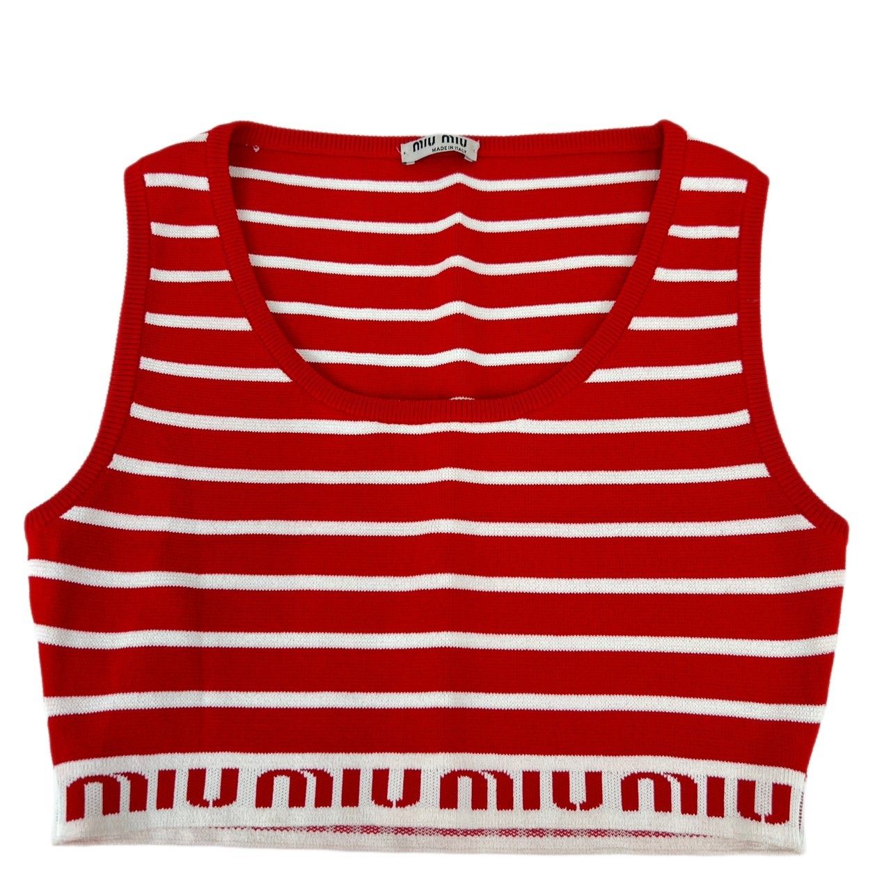 ♥ miu miu ミュウミュウ ボーダータンクトップ レッド レッド Red 95%ビスコースレーヨン4%ポリエステル 1%ポリアミド