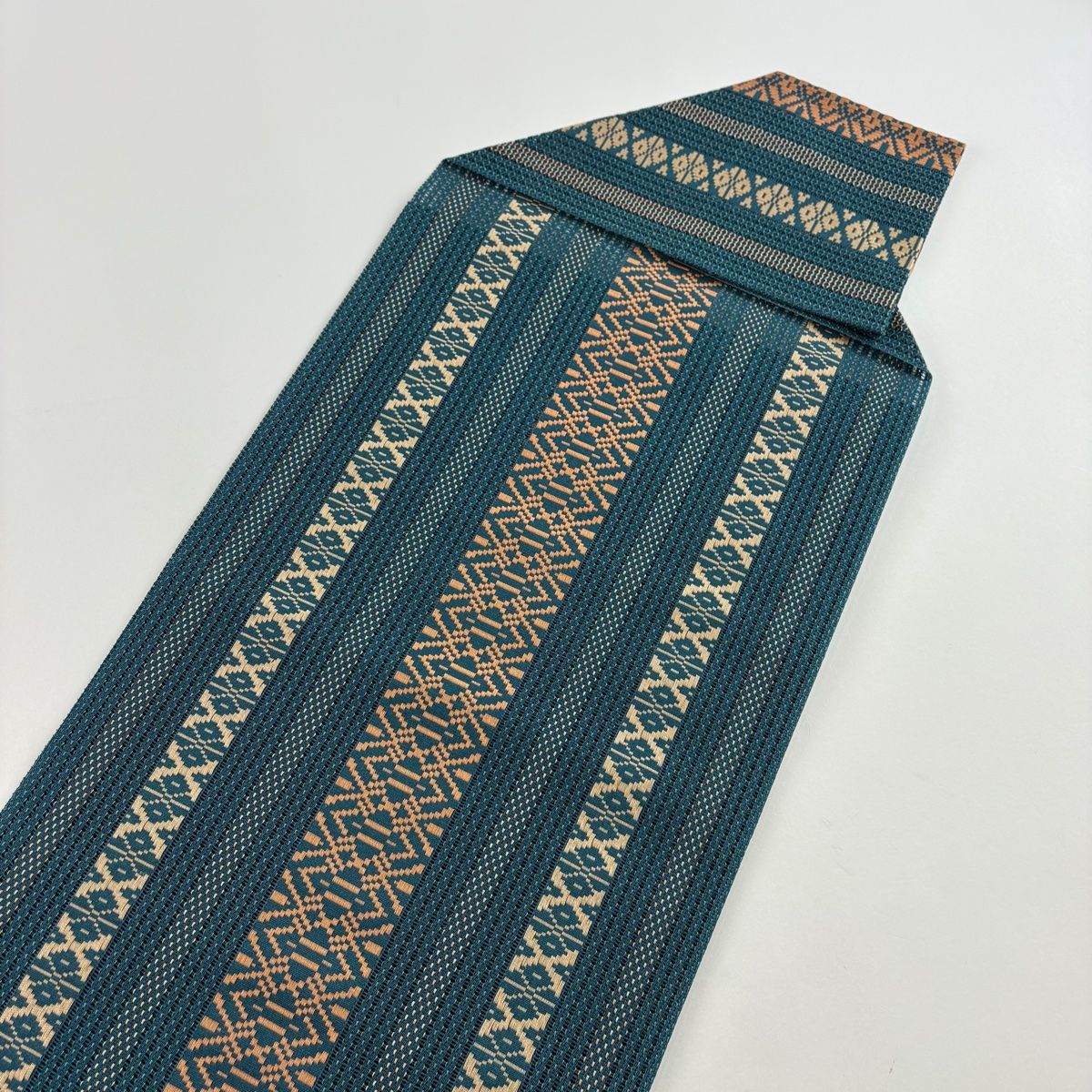 夏帯 名古屋帯 八寸 献上柄 松葉仕立て 素材不明 名古屋帯 美品 秀品 夏帯 八寸名古屋帯 松葉仕立て 献上柄 青緑