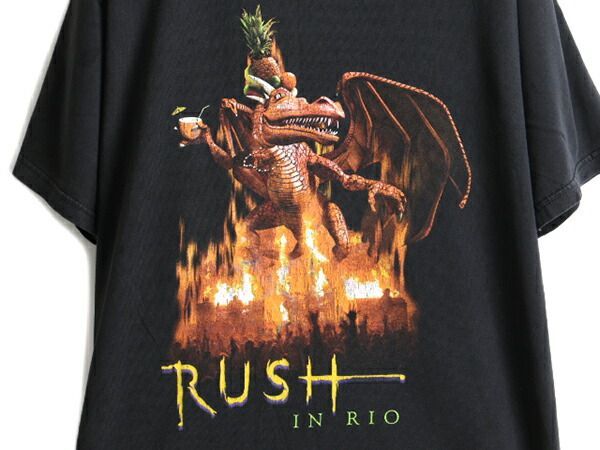 00s 人気 黒 □ RUSH ラッシュ 両面 プリント 半袖 Tシャツ ( メ