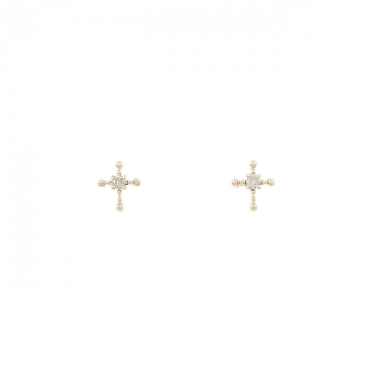 K10|K14 クロス ダイヤモンド ピアス 0.02CT
