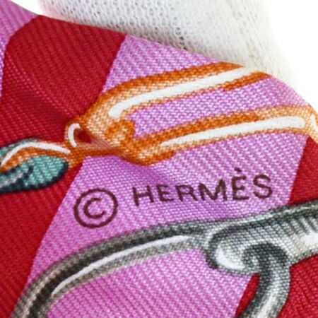 エルメス HERMES スカーフ ツイリー BRIDES de GALA 式典用馬勒 ピンク
