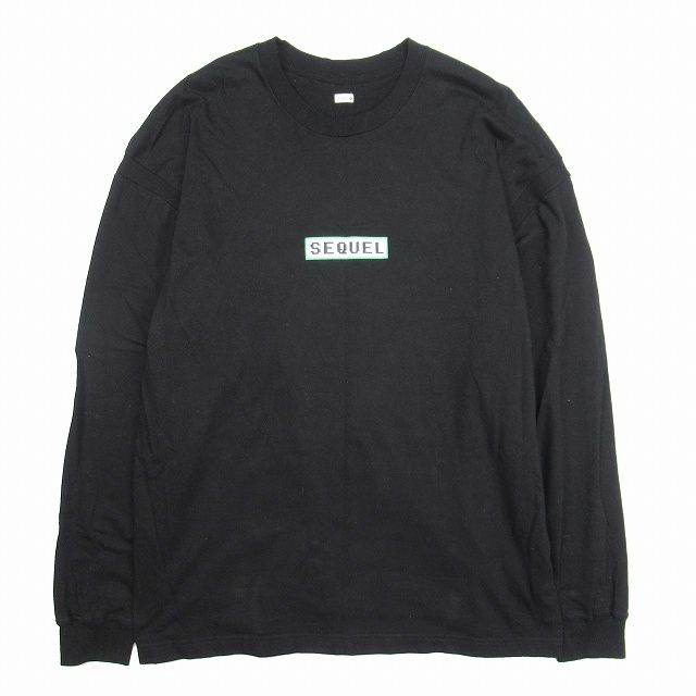 美品 23ss シークエル SEQUEL L/S T-SHIRT ロゴプリント 長袖 Tシャツ ロンT クルーネック カットソー XL 黒 ブラック  SQ-23SS-LT-01/▲I84/メンズ