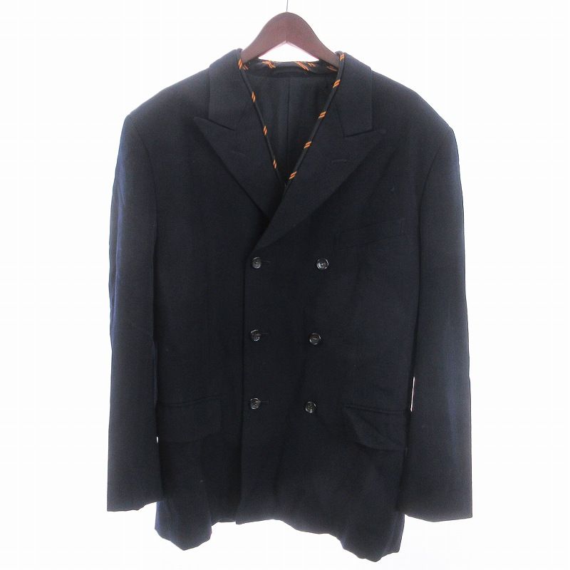 コムデギャルソンオムプリュス COMME des GARCONS HOMME PLUS テーラードジャケット ダブル 6B シルク 田中期 AD1995 ウール 黒 ブラック S