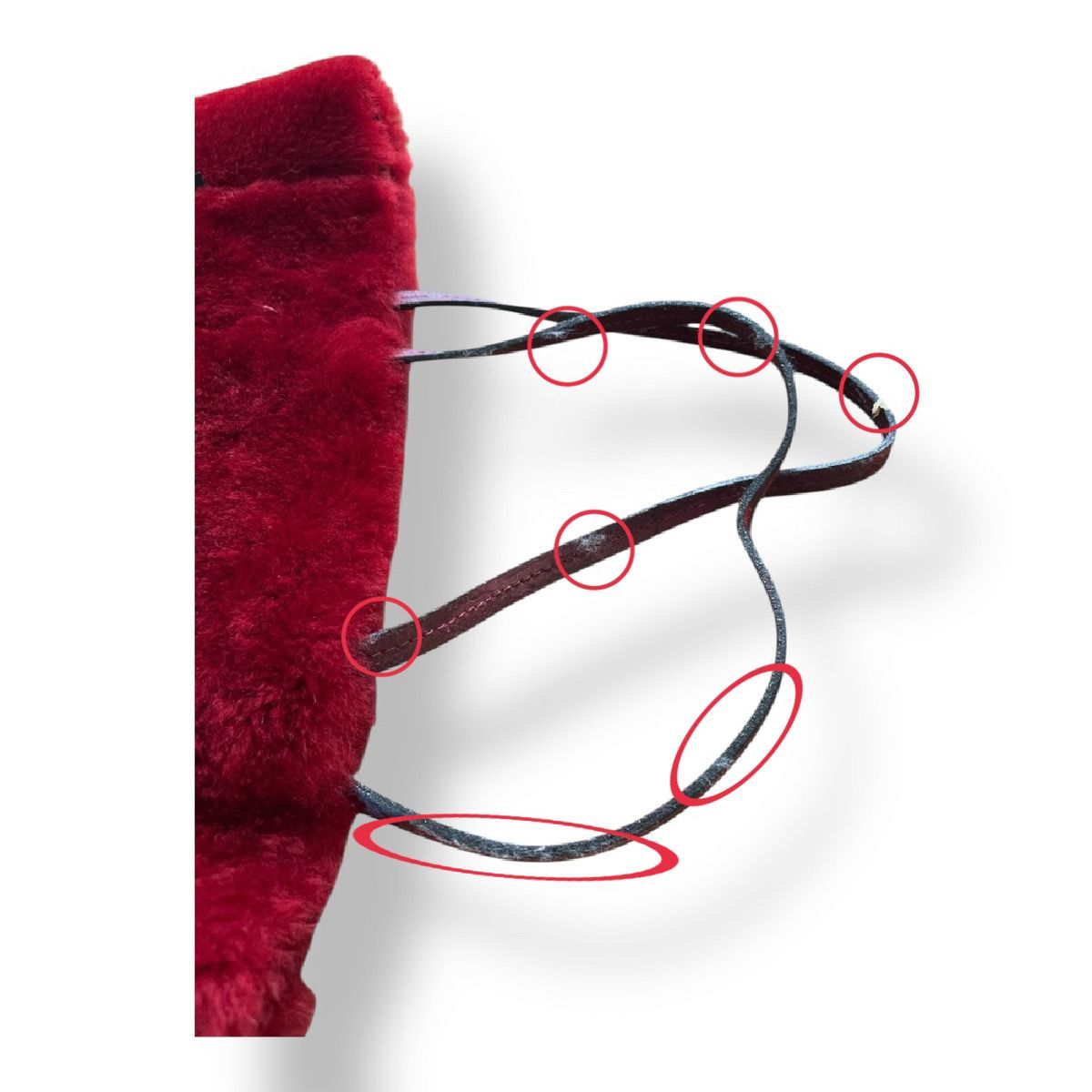 フェイクファーバッグ レッド色