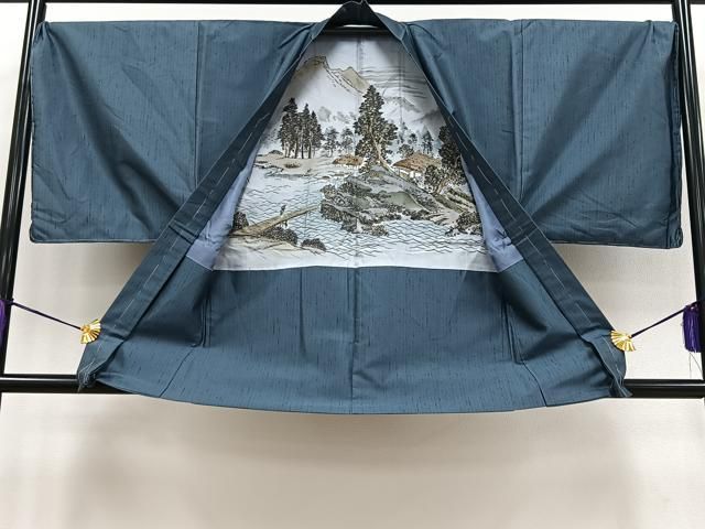 平和屋着物＃男性 羽織 紬地 霞文 正絹 CAAV5900id