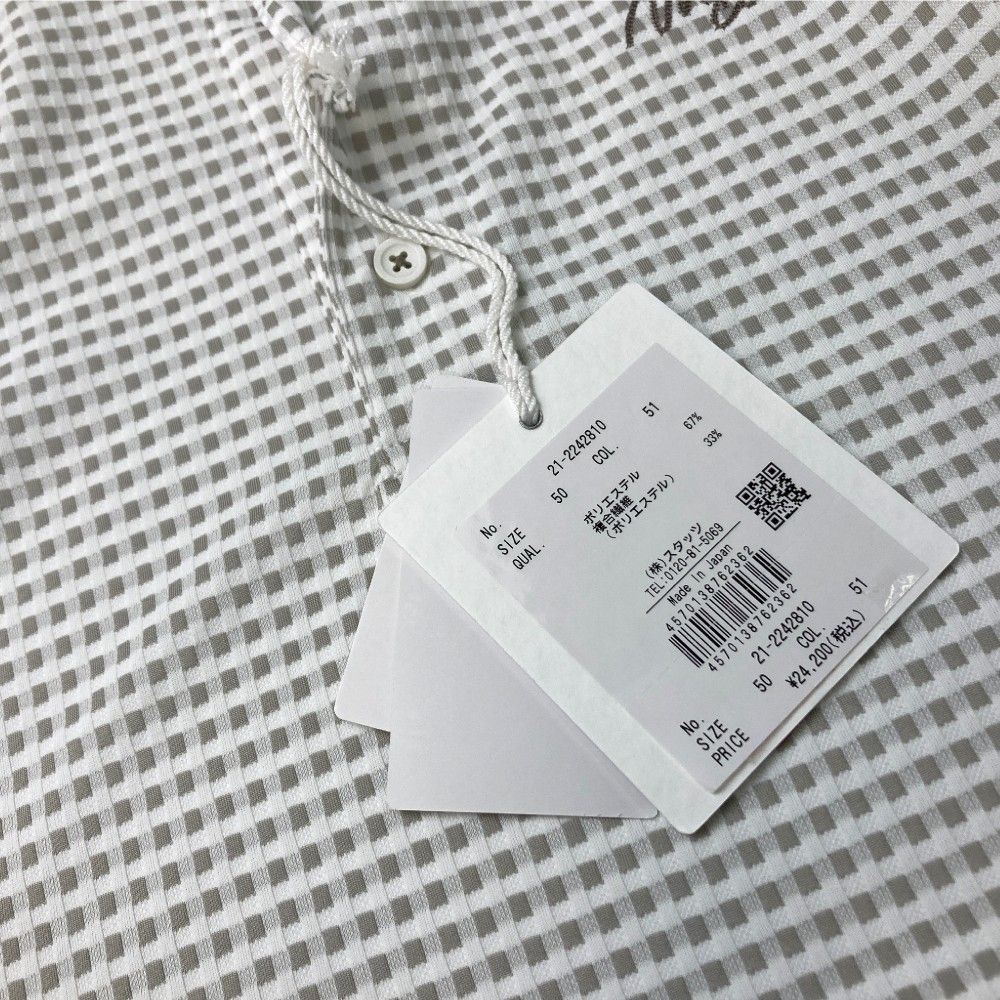 サイズ：50 MOCO モコ 21-2242810 長袖ポロシャツ チェック グレー系 [240101416664] ゴルフウェア メンズ ストスト サイズ：50 MOCO モコ 21-2242810 長袖ポロシャツ チェック