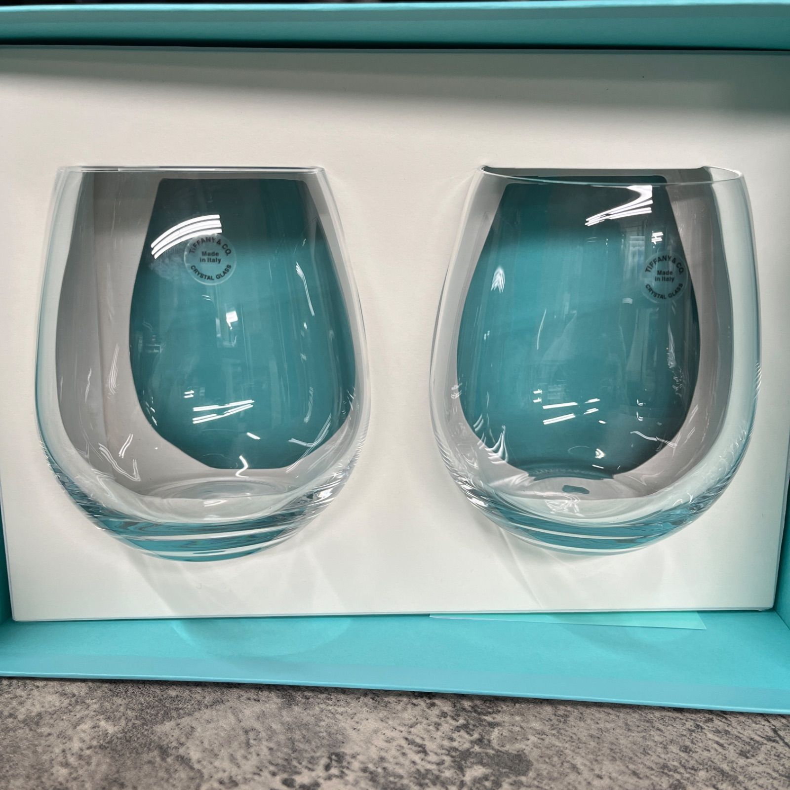 TIFFANY - Co. ティファニー ペア き グラス ワイングラス ジャルダンシリーズ ステムレス S5M052
