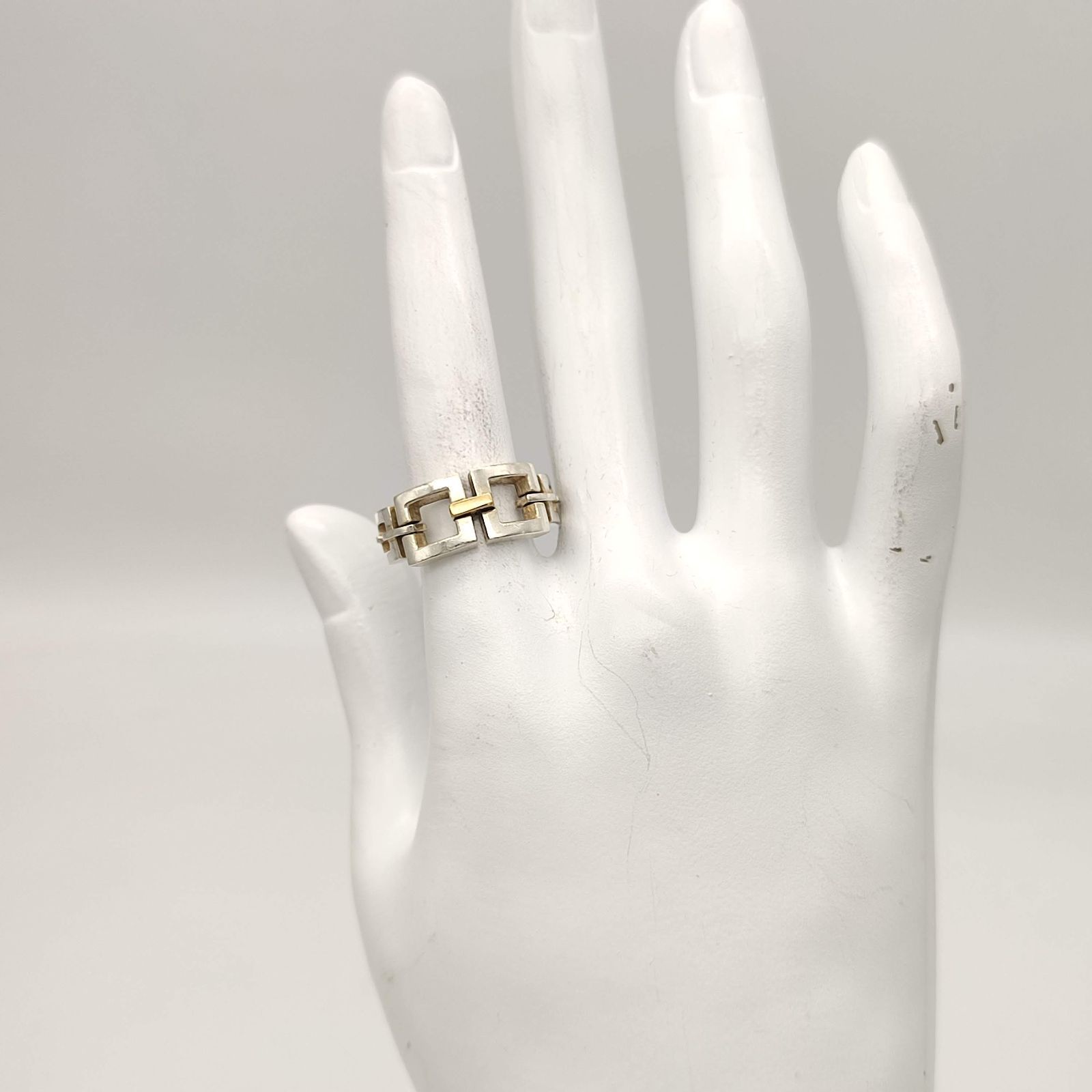 スタージュエリー*K18/925.コンビ*指輪/リング* 美品】STAR JEWELRY スタージュエリー コンビ スクエアチェーン