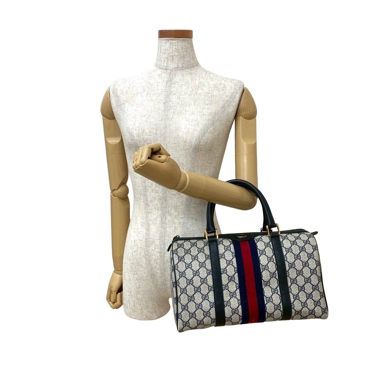 極希少✨ グッチ ボストンバッグ GG シェリーライン オールドグッチ OLD GUCCI オールドグッチ シェリーライン GG柄 PVC×レザー