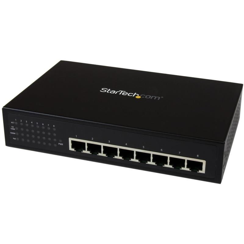 StarTech.com 8ポートギガビット 1000Base-T 対応アンマネージスイッチ 7ポートPoE給電 Power over Ethernet 対応スイッチングハブ IES81000POE