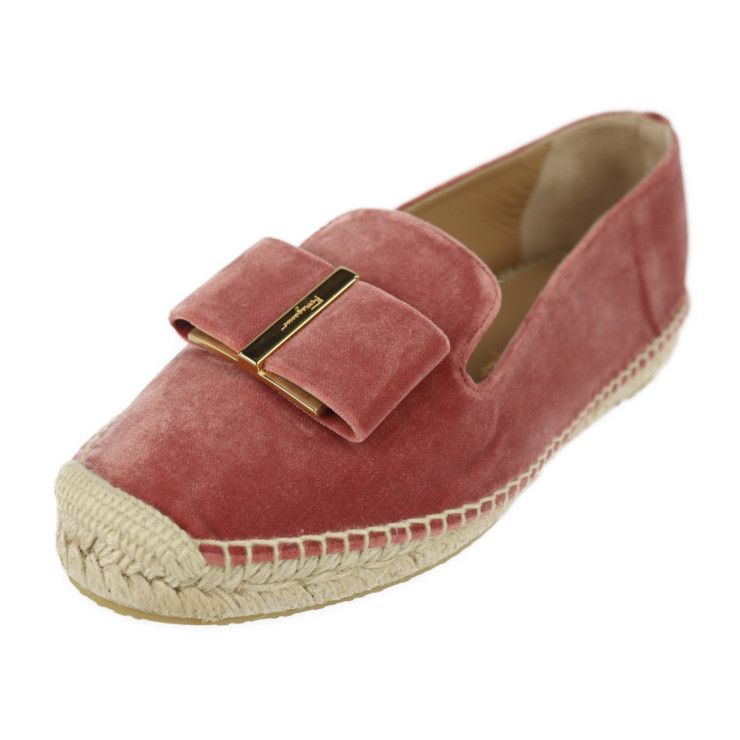 サルヴァトーレフェラガモ フラットシューズ ピンク ゴールド金具