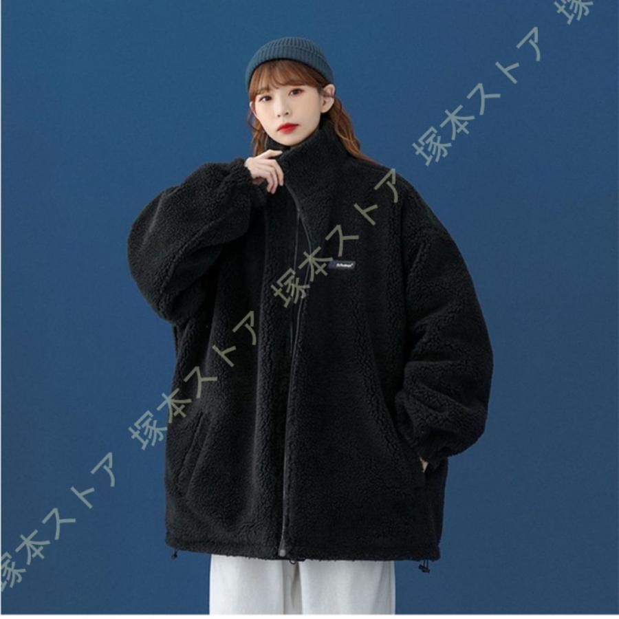 ボアジャケット レディース リバーシブル ボアブルゾン ボアコート ショート丈 厚手 もこもこ ボア フリース アウター コート 防寒 羽織り カジュアル