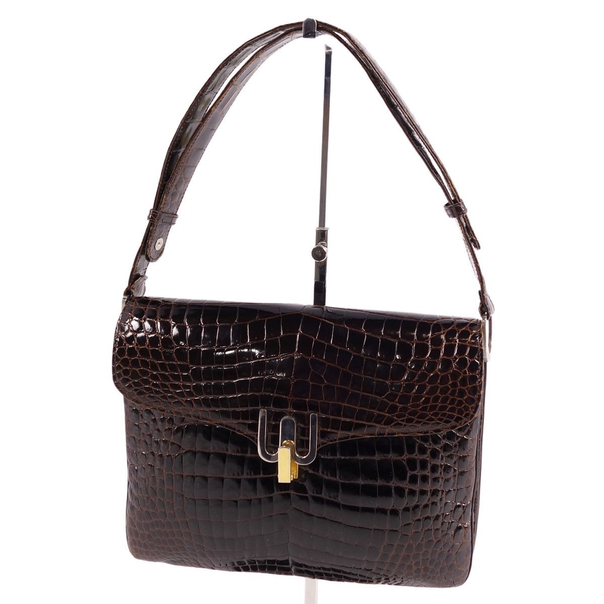 美品 クロコダイル CROCODILE バッグ ハンドバッグ ショルダーバッグ 