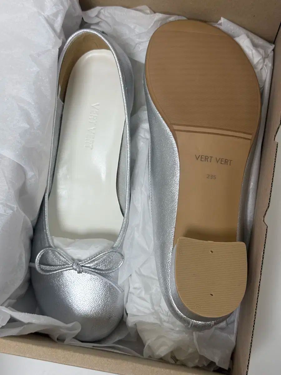  ベルベル語 Round ＆ リボン フラット シルバー 235 フラットシューズ バレエシューズ パンプス