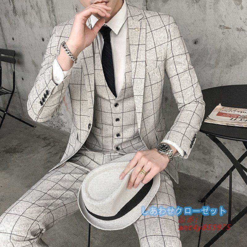 グレンチェック チェック柄セットアップ メンズ 美品 RING JACKET