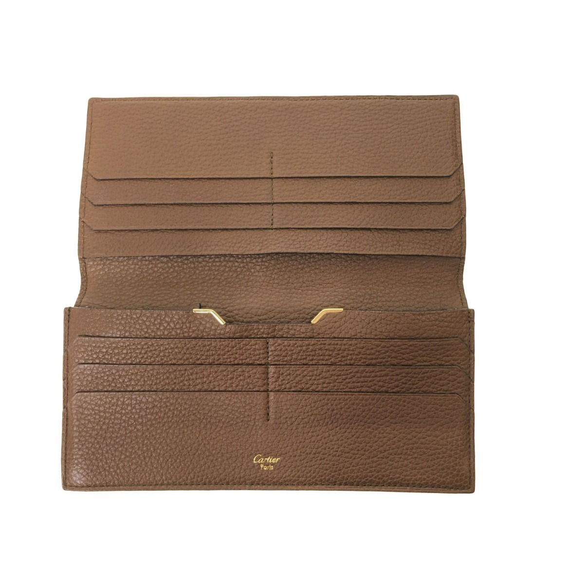 ▽▽Cartier カルティエ 長財布 シボ革 シュリンクレザー サドル  