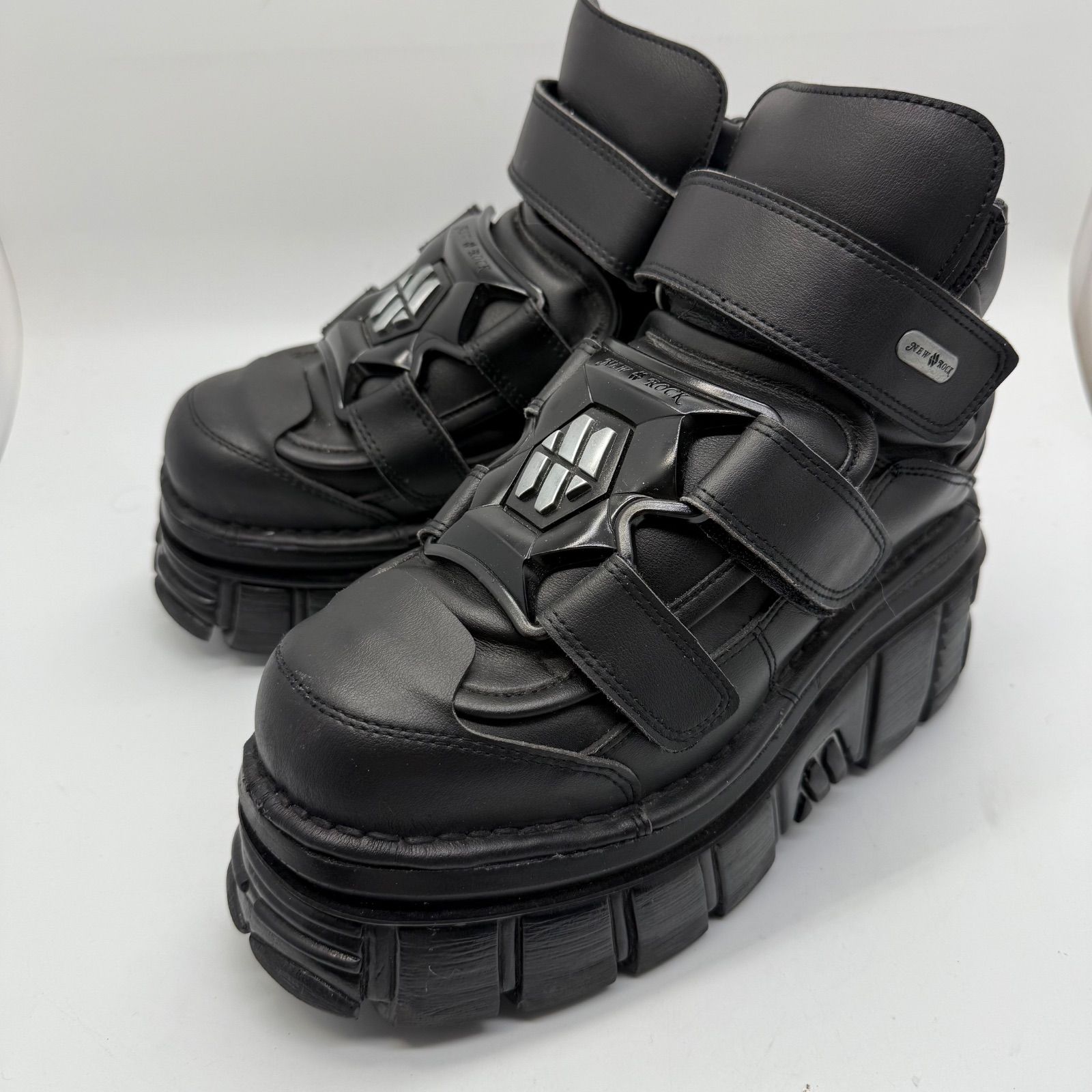 NEW ROCK The Ankle Boot M-285-V3 of METALLIC COLLECTION ニューロック アンクルブーツ メタリック プレート ベルクロ 厚底 y2k grunge 42