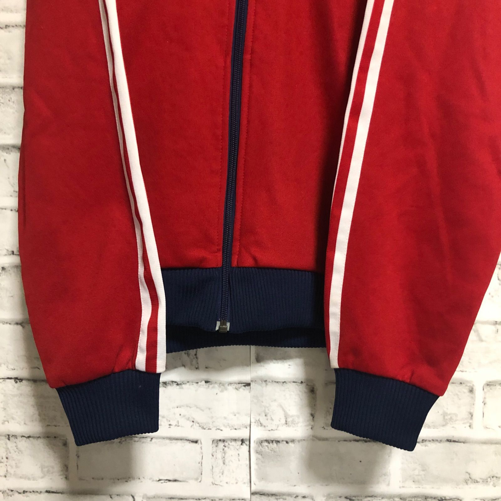 90s】adidasトラックジャケットジャージ古着ビンテージ刺繍トレファイル紺赤 adidas - 美品90s】アディダス刺繍トラックジャケット古着