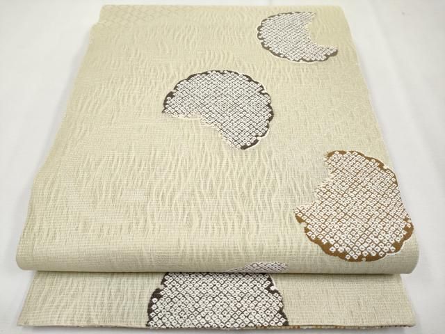 m-22 本場琉球 島花織 幻想雪輪文 袋帯 正絹 両面 未使用極美