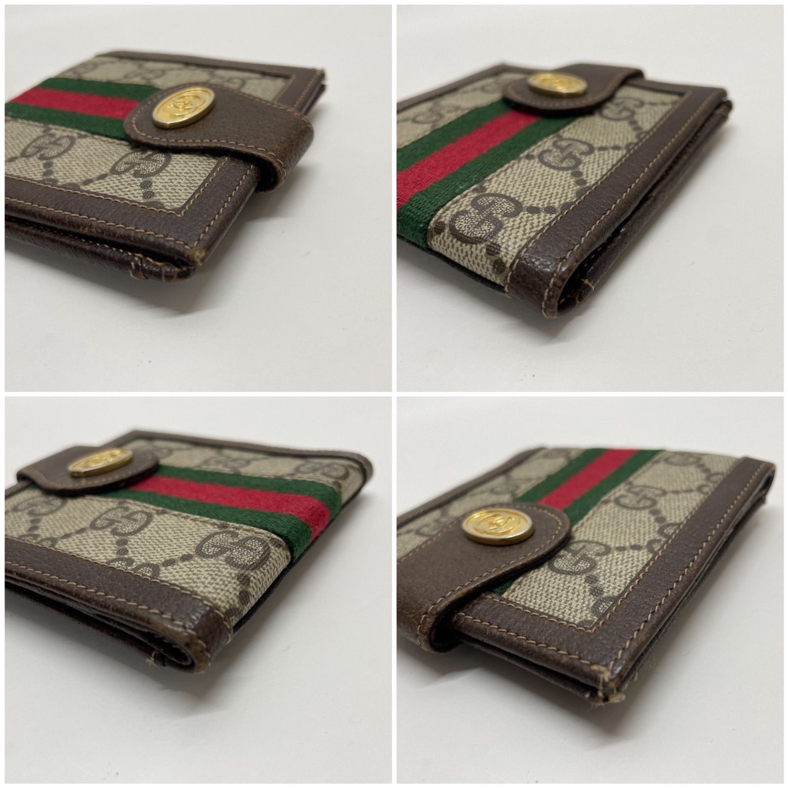 GUCCI グッチ 折り財布 スプリーム シェリーライン 二つ折り財布 オールド GUCCI グッチ シェリーライン GG柄 二つ折り 財布 ブラウン