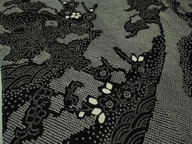 平和屋着物□極上 訪問着 絞り 御所車梅松文 黒地 逸品 未使用 DZAA9377kh5