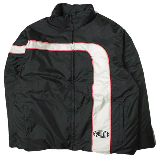 SUPREME シュプリーム 23SS Stripe Puffer Jacket ストライプパファージャケット XL Black WEEK2 プリマロフト 中綿 アウター s18587