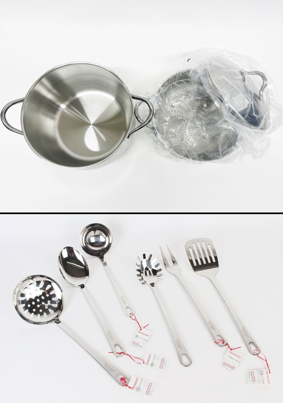 訳あり バラゾーニ 鍋 キッチンツール7Pセット MEDITERRANEA 24P 1点欠品 29292400 BARAZZONI IH 食洗機 ガス オーブン 展示未使用品 R2503-010 訳あり バラゾーニ 鍋 キッチンツール7Pセット MEDITERRANEA 24P