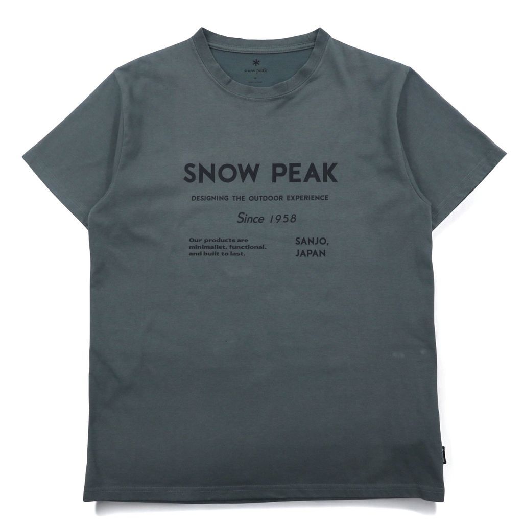 snow peak タイポグラフィー Tシャツ M グレー コットン SP Typography 