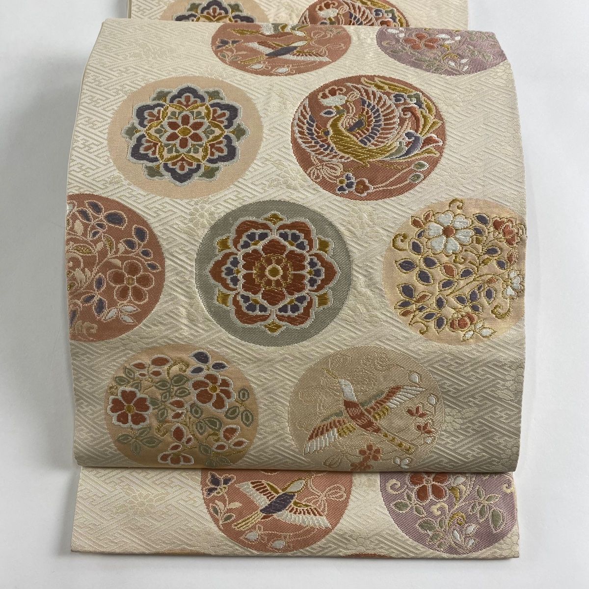 阡八百超精密錦 細密織 全通 袋帯 大華紋 鳳凰 鳥 百寿文 やまと 金糸 正絹