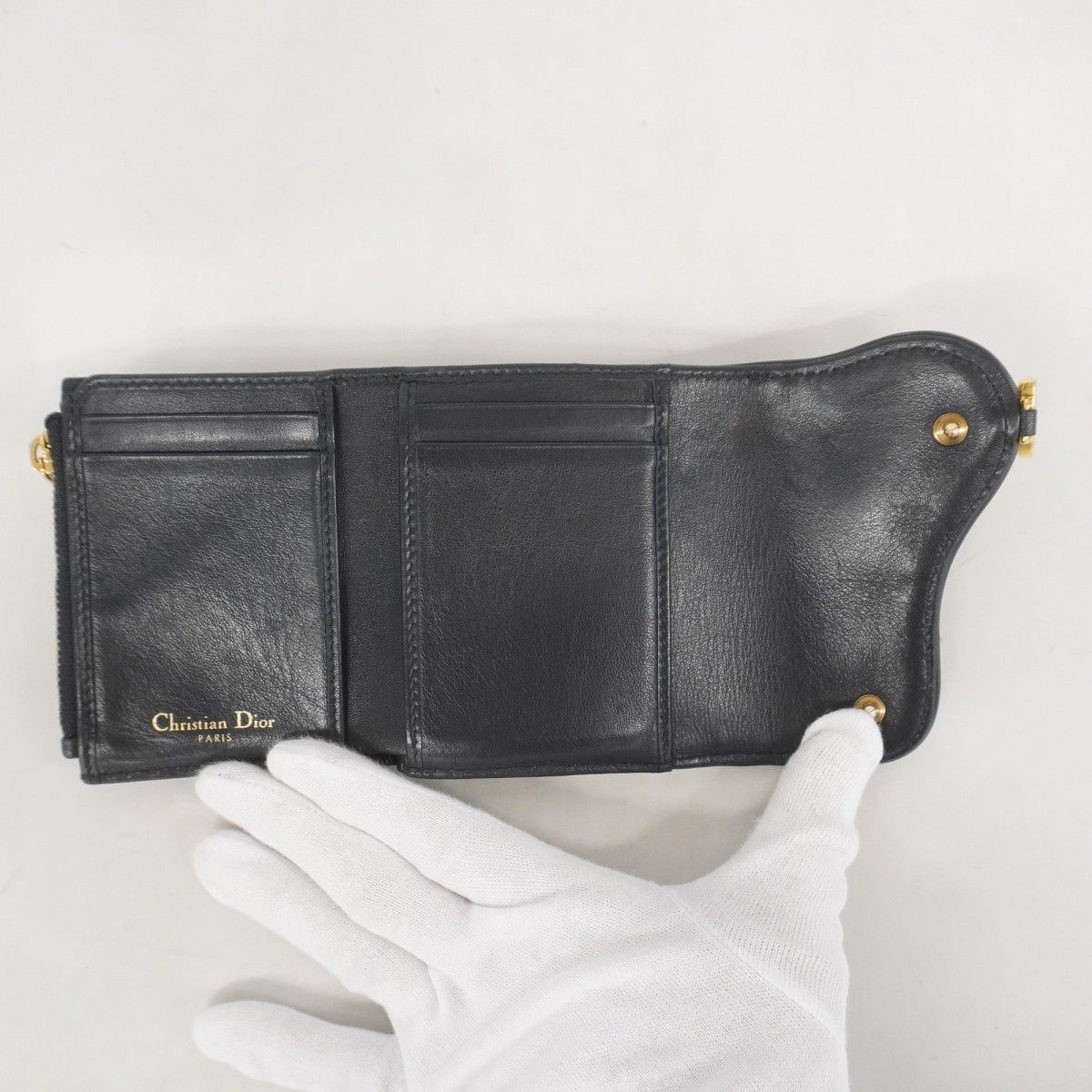 Dior モノグラム 三つ折り財布　キャンバス トロッター Christian Dior クリスチャンディオール サドル ロータス