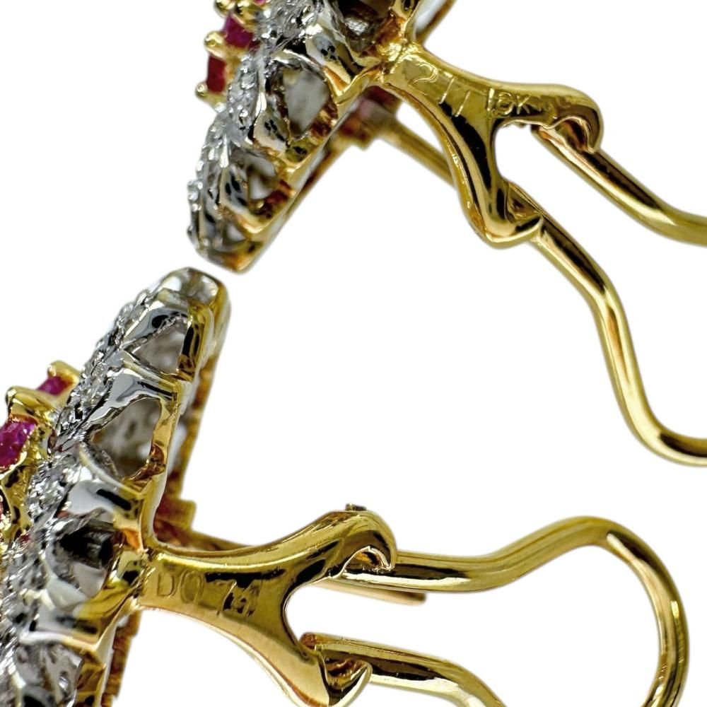 フラワー ピンクサファイア 2.11ct ダイヤモンド 0.74ct ピアス