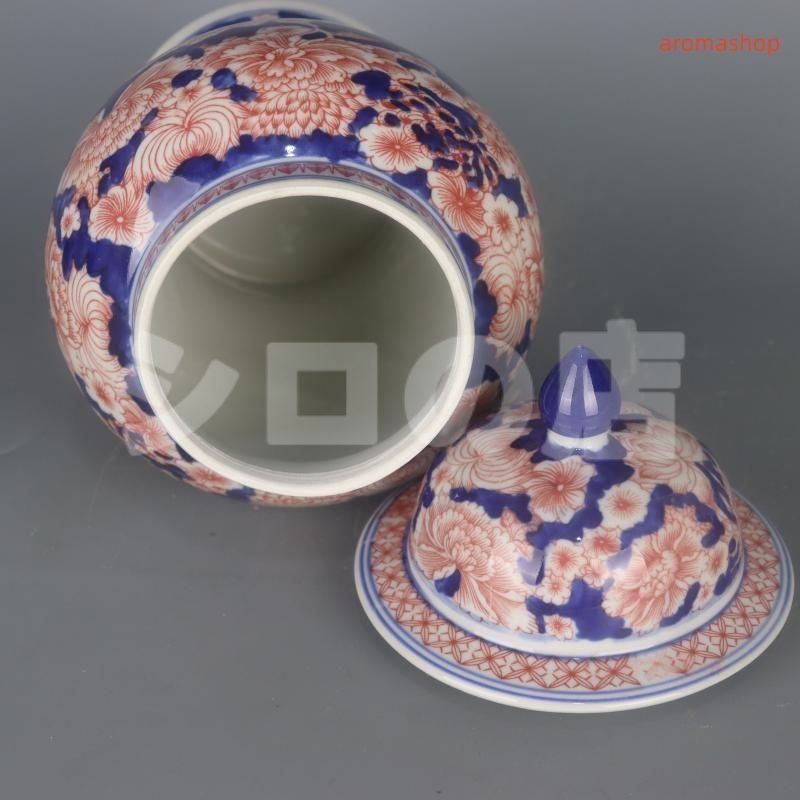 青釉裏紅万紋将軍壺 景徳鎮 陶磁器 装飾品 現代工芸品 美術品 置物 青釉裏紅万紋将軍壺 景徳鎮 陶磁器 装飾品 現代工芸品 美術品