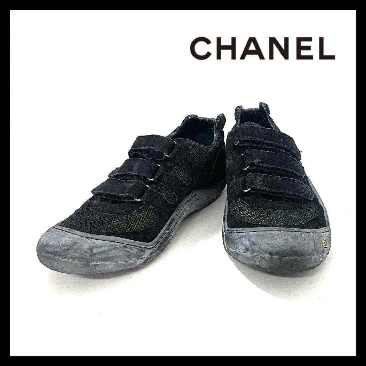 CHANEL シャネル　スニーカー　シューズ　黒　ブラック　ココマーク　24cm CHANEL シャネルスニーカーシューズ黒ブラックココマーク24cm
