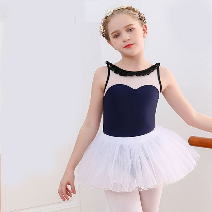 バレエ レオタード 子ども 上下セット 2点セット スカート チュールスカート フ スカート 子供 ジュニア キッズ こども おしゃれ レッスン 練習着 シンプル かわいい ブルー 120 130 140 150 160huawu01