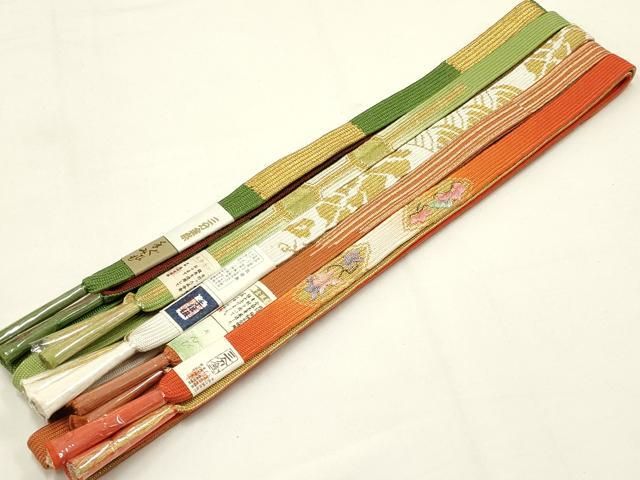 平和屋着物●和装小物 上質な帯締め5本セット 高麗組 刺繍 三分金糸 五分金糸 さんび ♥ AABB7078ay