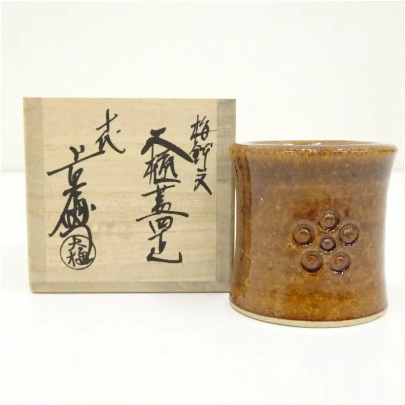 茶道具 竹節 蓋置 9代 大樋長左衛門 共箱 陶芸 楽焼 金沢 茶会