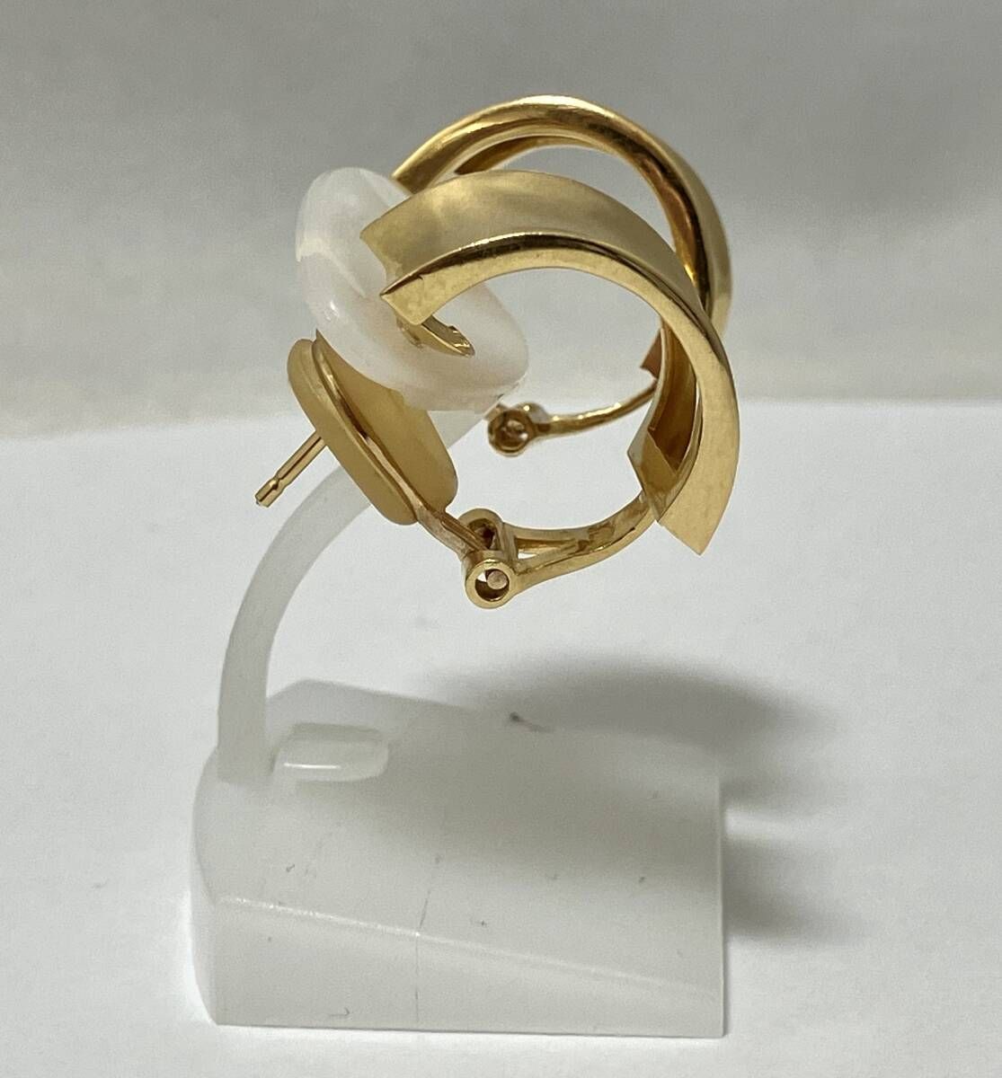 美品】ポンテヴェキオ K18YG D0.24ct ローズモチーフダイヤピアス