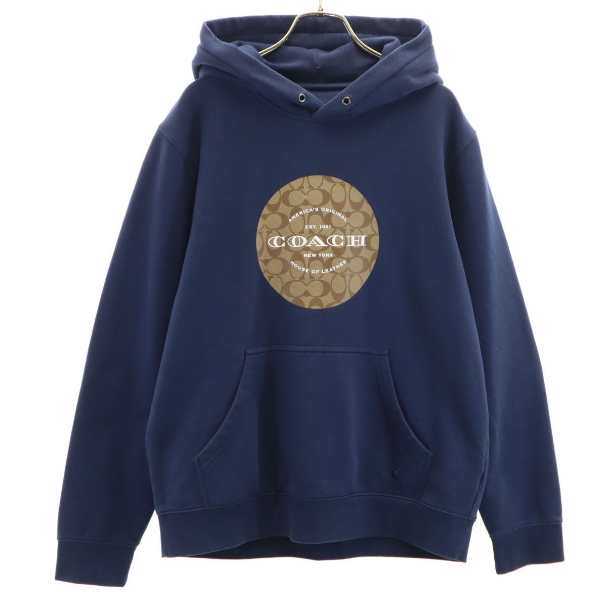 COACH コーチ 長袖 スウェットパーカー M ネイビー系 メンズ 古着 
