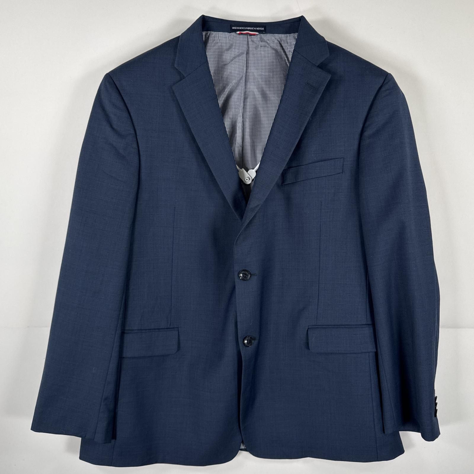 古着 トミーヒルフィガー TOMMY HILFIGER テーラードジャケット ブレザー スーツ 大きいサイズ 46R  ネイビー 無地 メンズ