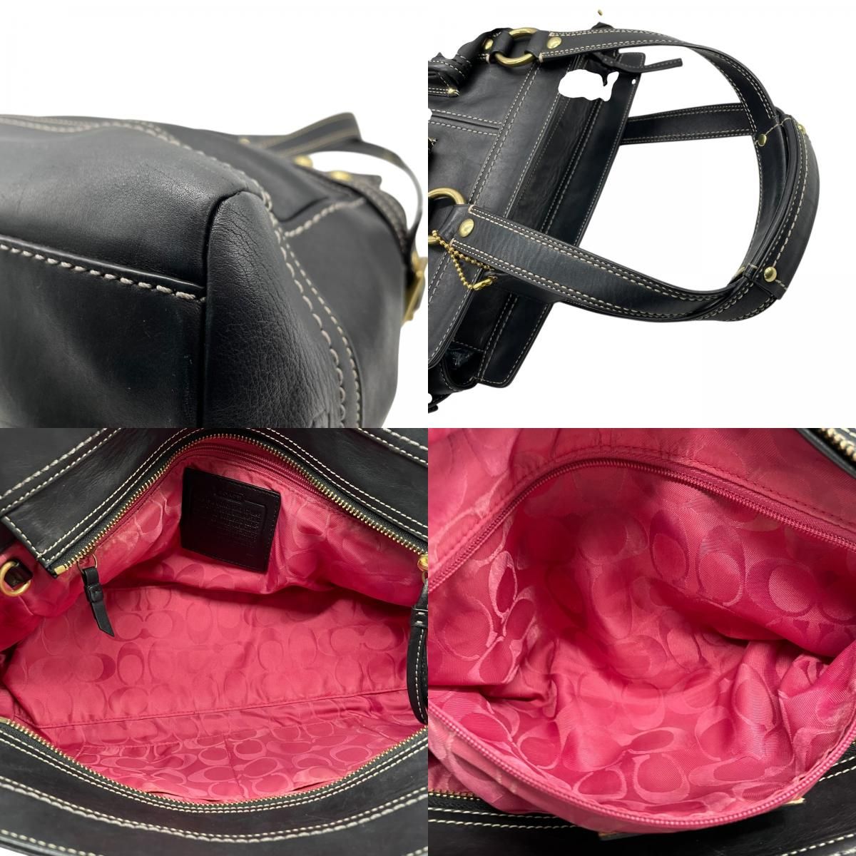 極美品】COACH コーチ ハンドバッグ 黒 ブラック F13130 レザー