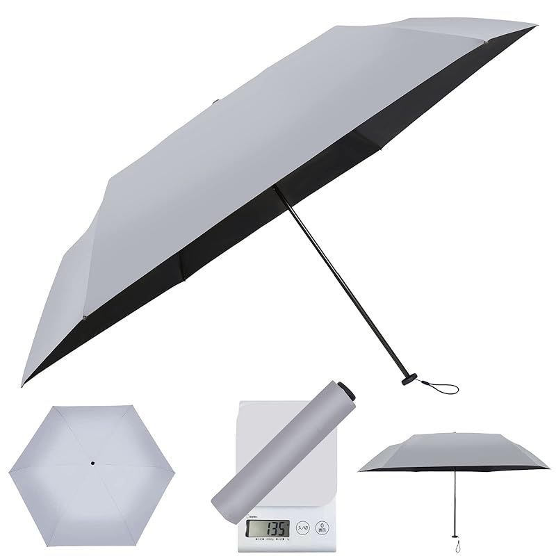 【新着商品】折り畳み傘 日傘 超軽量136g 晴雨兼用 99.9%以上UVカット率 一?遮光 遮熱 300T 高密生地 超撥水 高強度カーボンファイバー 耐風式 折畳傘コンパクト携帯便利 ミニ傘50CM 6本骨 グレー 