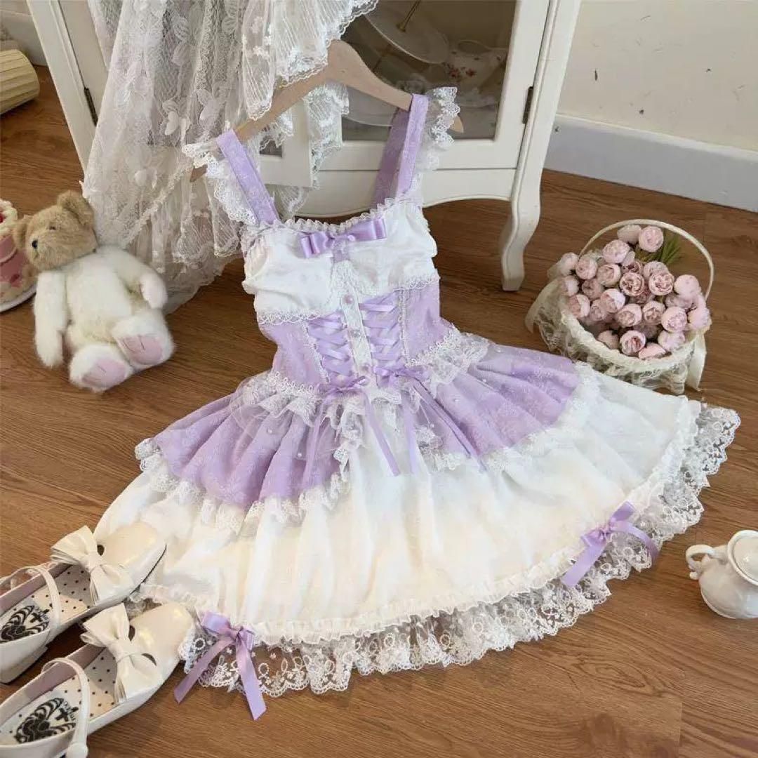 ♥ 大きなリボンが可愛いロリータジャンパースカート♪お出かけにオススメ