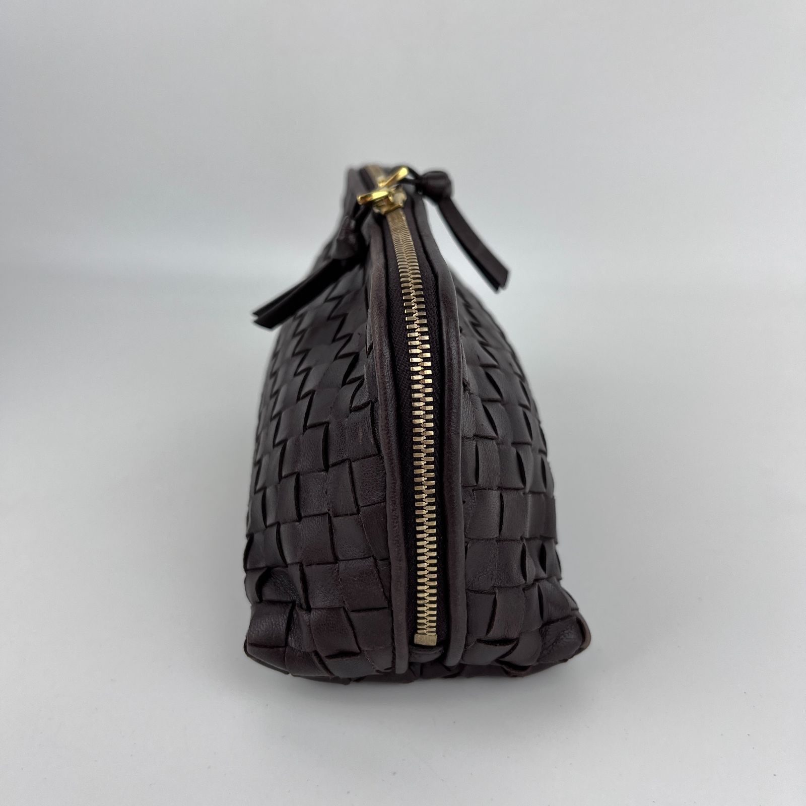 【美品】ボッテガヴェネタ マルチ ポーチ イントレチャート レザー ブラウン 中古】Bottega Veneta ボッテガヴェネタ イントレチャート
