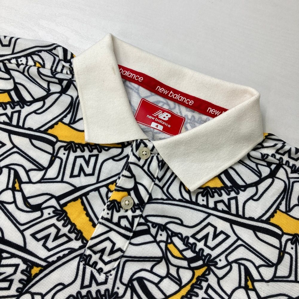 ニューバランス　new balance　総柄　ポロシャツ NEW BALANCE GOLF ニューバランス 半袖ポロシャツ 総柄 イエロー系 4