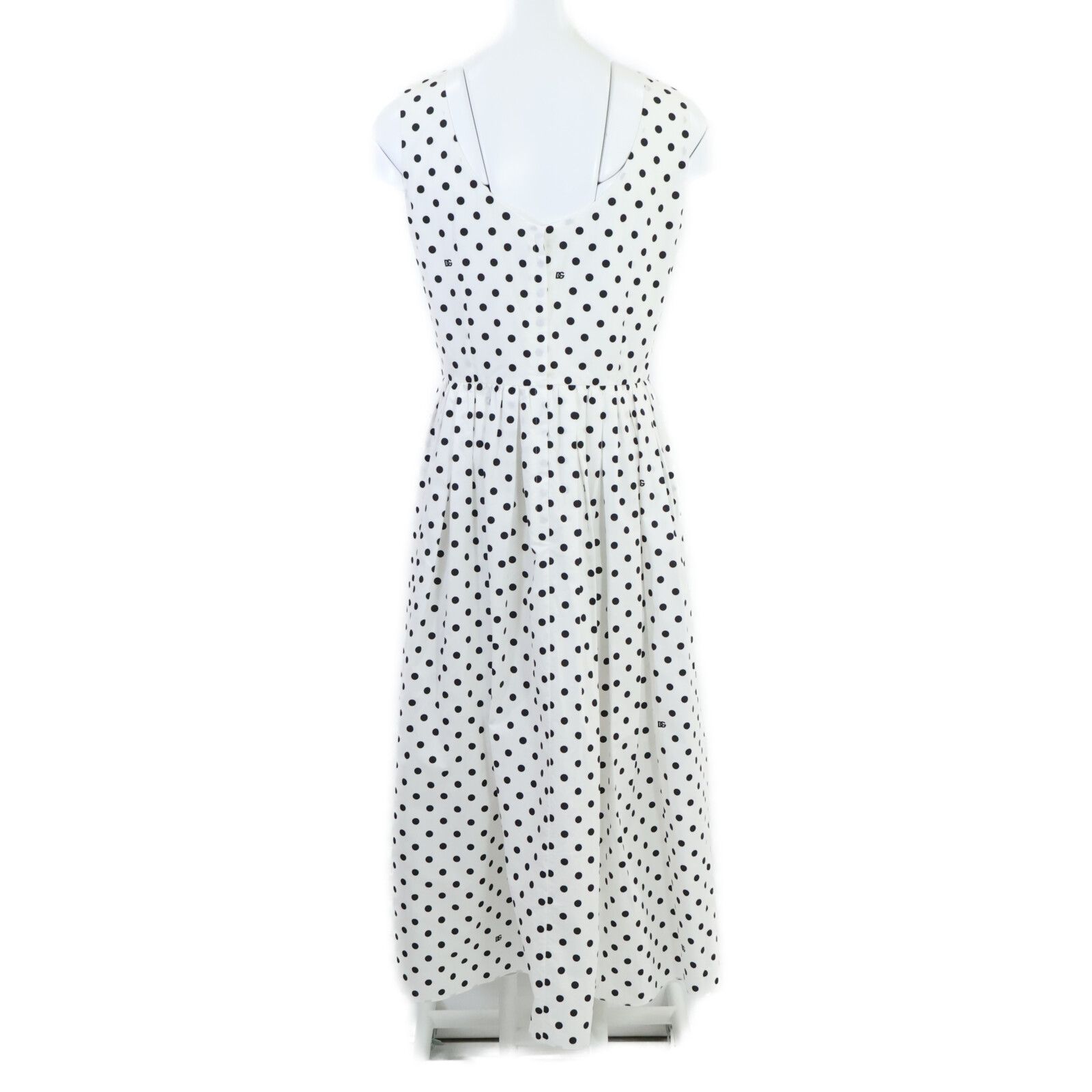 【24SS NEW】DOLCE & GABBANA / ポルカドット シフォンドレス Polka-dot chiffon calf-length dress with piqué details in